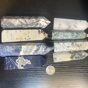 Set of 8 Crystal Towers – Jasper, Quartz, Agate, and More